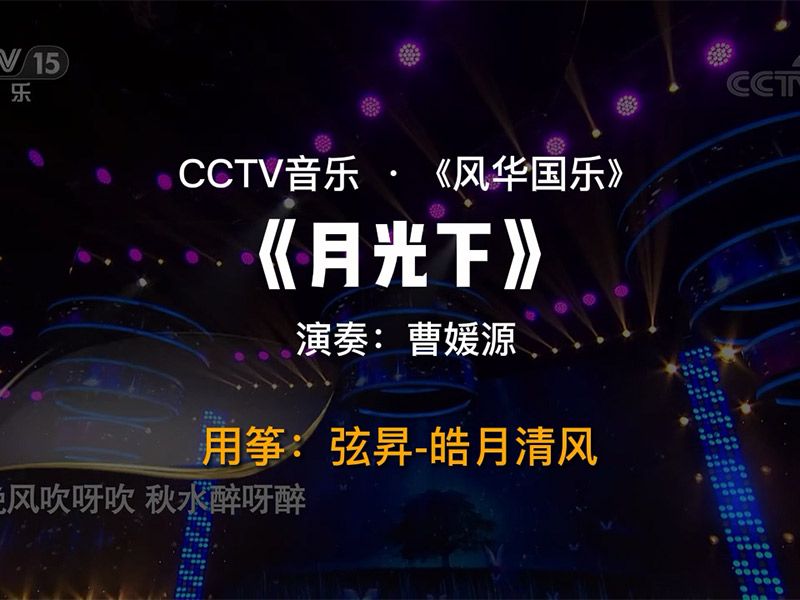 古筝演奏家曹媛源用弦昇-皓月清风弹奏《月光下》
